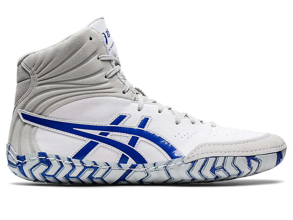 Sapatos De Luta Livre Asics Aggressor 5 Masculino Branco Azuis | 1476-KWJGQ