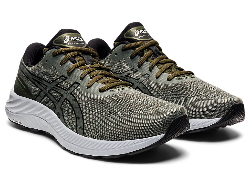 Sapatos de Caminhada Asics Gel-Excite 9 Masculino Verdes Pretas | 2867-ZKCAQ